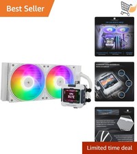 White ARGB V2 CPU Water Cooler with 2 PWM Fans LCD Screen AMD Intel Compatible picture