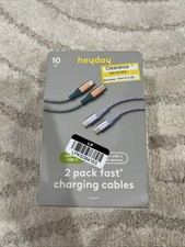 Heyday USB-C to USB-C Cable 10ft 2 Pack Braided Deep Sage & Peri Blue New picture