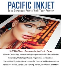 Pacific Inkjet 5x7 Luster Inkjet Photo Paper 100-sheets for Epson/HP/Canon 11mil picture