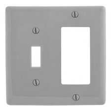 Hubbell NP126GY Gray 2-Gang Toggle Switch Decorator GFI Nylon Standard Wallplate picture