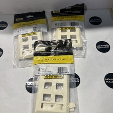 Lot of (3) Hubbell FPL16H 6-Port HD Jack Plate Off White picture