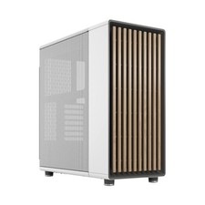 Sleek ATX Computer Chassis Chalk White with Natural Wood and Alloy Details picture