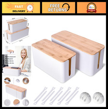 2-Pack Wooden Cable Management Box, Cord Organizer for TV & Computer Wires, Baby picture