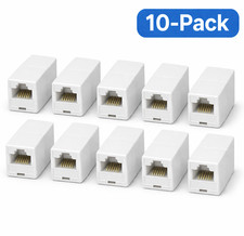 RJ11/RJ12 6C6P Straight Through Female/Female Telephone Inline Coupler (10-Pack) picture