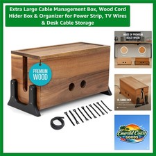 Extra Large Wood Cable Management Box with Magnetic Lid - Stylish Organizer picture
