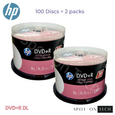 100 HP DVD DVD+R DL 8x Dual Double Layer White Inkjet Printable 8.5GB 240Min picture