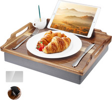 Bandeja para Cama con Cojin Mesa de Madera para Comer Bandeja para Desayuno TV picture