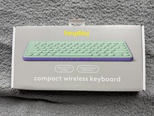heyday Compact Wireless Keyboard Bluetooth 5.1 USB Receiver Spring Teal 33 ft picture