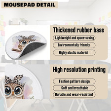 Coquette Leopard Print Bow Owl Mouse Pad with Stitched Edge Non-Slip, Owl Gif... picture