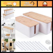 2 Pack Wooden Cable Management Box, Cord Organizer for Home & Office, Tidy Up Wi picture
