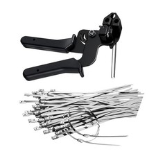 100pcs Stainless Steel Cable Ties 7.87in with Metal Tie Gun Fastener Kit picture