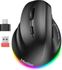 MEETION Left-Handed Mouse, Ergonomic Mouse Wireless Vertical Mouse, RGB Recharge picture