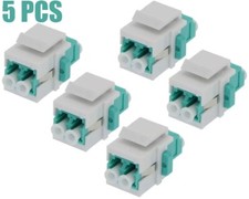 5 Pcs LC/UPC OM4 Duplex Multi Mode Fiber Optical Coupler Keystone Jack Aqua picture