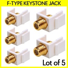 5 Pack F-type Keystone Jack Coupler Snap-In Insert Coax Connector for Wall Plate picture