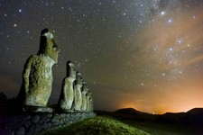 Landscape night universe easter island monuments chile Custom Gaming Mat Desk picture