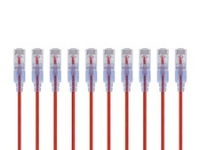 SlimRun Cat6A Ethernet Patch Cable RJ45 Stranded UTP Wire 30AWG 2ft Red 10-Pack picture