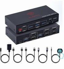 HDMI KVM Switch 2 Monitors 2 Computers 8K 60Hz 4K 120Hz USB 3.0 Dual Monitor picture
