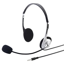 Sanwa Supply Tablet Headset 3.5mm Mini Plug 4-pole Dual Ear Type Silver picture