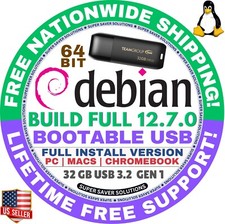 DEBIAN LINUX OS 12.7 BOOT LIVE/INSTALL DVD/USB, CINNAMON, XFCE, MATE, GNOME, KDE picture