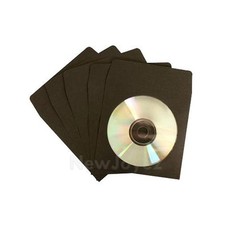 1000 Black CD DVD Paper Sleeve Envelope w/ Window Flap picture