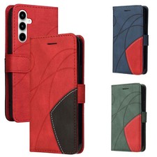 Luxury Splice Leather Wallet Cover Case For S26 S25 S24 S23 S22 S20 S10 S21 picture
