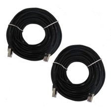 2 x Black 60ft Cat5e RJ45 Cat5 Ethernet Network Cable for Routers, Computers,DVR picture
