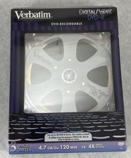 3 Pack Brand New VERBATIM DVD-R 4X 4.7GB DIGITAL MOVIE 120 Minute DVDs Blanks picture