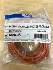 ICC Cat6 Patch Cable, 25 ft, Molded Boot, Orange, Unopened, New ICPCSK25OR picture