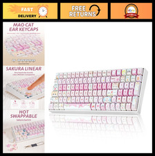 Wireless Cat Mechanical Keyboard - 98% Pink Cute Full Size with Number Pad, Girl picture