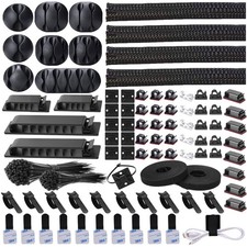 311Pcs Cable Management Organizer Kit Sleeves Clips Ties Holders Black picture