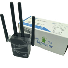 2.4 & 5.8GHz 1200m Wi-Fi Range Extender Dual Band 5G WiFi Repeater Signal Black picture
