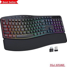 Wireless Ergonomic Keyboard, Backlit Keyboard Silent with 15 RGB Lighting Effect picture