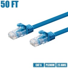 50FT Cat6 Ethernet LAN Network RJ45 Patch Cable Cord UTP CMP Plenum 23AWG Blue picture