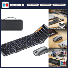 Pro Backlit Foldable Keyboard & Mouse Combo, Full Size, Gray - Wireless & Portab picture