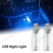 2Pcs Portable USB Night Light Bulb Touch Dimmable Car+Home Interior Ambient Blue picture