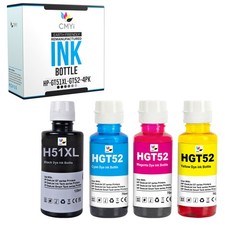 4-Pack Compatible GT51XL GT52 Ink Bottles Combo fits HP DeskJet GT 5820 GT 5821 picture