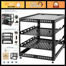 12U Open Frame Network Rack for IT & AV Gear, Wall Mount/Floor Stand, 2x 1U Shel picture