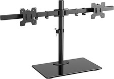 Dual Monitor Stand Height Adjustable Glass Base Fits 32 Inch LCD LED Curved picture