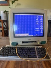 Vintage Working 1998 iMac G3 Teal Sage Blue Mac OS W/ Keyboard picture