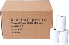 2 1/4” x 65 ft Thermal Paper Receipt Rolls, fits Ingenico 3500 5000 White  picture