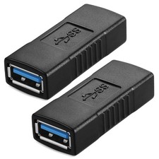 2pcs USB 3.0 Type A Female to Female Extension Connector Adapter F/F, Black picture
