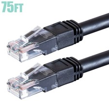 75FT Cat6 RJ45 Outdoor Network LAN Ethernet UTP Patch Cable Cord Snagless Black picture