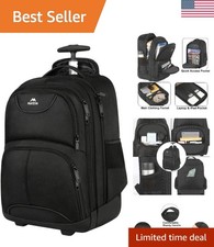 Luxury Black 17-Inch Water-Resistant Rolling Backpack - Ultimate Convenience picture