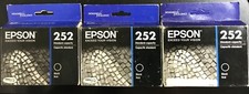 Epson 252 Black Ink Cartridge Lot of 3 OEM NEW Genuine Sealed 2018+ Date SAVE$$ picture