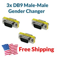 3x DB9 Gender Changer Adapter Male MM M-M M/M RS-232 Male-Male RS232 D-Sub 9 Pin picture