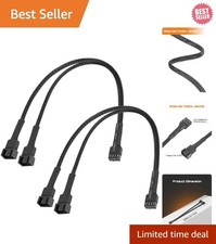 Versatile 4-Pin/3-Pin Fan Splitter Cables for PCs - 28cm, Braided Design, 2 Pack picture