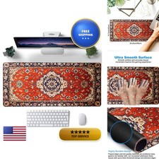 JAJNKHLN Vintage Red Boho Rug XXL Gaming Mouse Pad Desk Mat 35.4