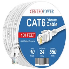 Cat 6 Ethernet Cable 100ft White 10Gbps LAN Network Internet Cord RJ45 Connector picture