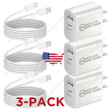 Dual Ports 20W PD USB C+QC 3.0 Power Adapter For iPhone 15 Pro Samsung Cable Lot picture