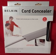 NIB Belkin 6' Cord Concealer Gray Protect On-Floor Cables Prevent Trips/Falls picture